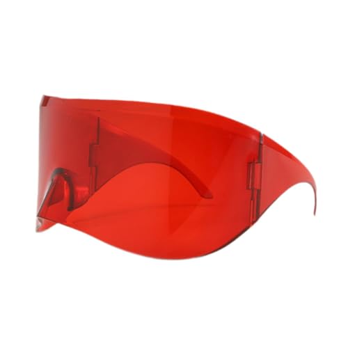 Ronyme Futuristische Sonnenbrille, Trendige übergroße Wrap-Around-Sonnenbrille für Erwachsene beim Wandern, Rot von Ronyme