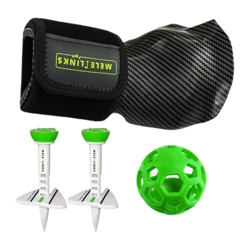 Ronyme Golfschwungtrainer, Golf-Trainingshilfe-Set, Armband mit Verbindungsball und 2 verstellbaren Tees, Grüner Ball von Ronyme