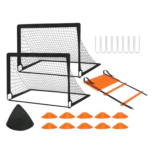 Ronyme Kinder-Fußballtore-Set, faltbares Tornetz, Übungs-Fußballnetze, Fußball-Trainingsausrüstung für Park, Haus, Garten, Stil b von Ronyme