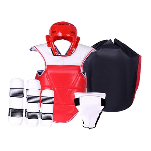 Ronyme Mann Taekwondo Sparring Ausrüstung Ausrüstung Set Karate Kleidung Brustschutz Rot Taekwondo Uniform Set für Turniere, S von Ronyme