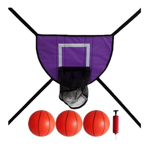 Ronyme Mini-Basketballkorb für Trampolin, leichtes Backboard, einfach zu montieren, Sportspielzeug, Basketballkorb, Basketballständer, Violett, mit DREI Bällen von Ronyme