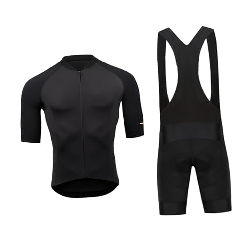 Ronyme Radtrikot-Set, Fahrradsport-Outfits, Sommer-Reißverschluss, Trägerhose-Set, Rennrad-Shirt, kurzärmelige Kleidung für Radsportspiele, L von Ronyme