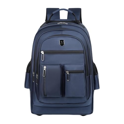 Ronyme Rollrucksack, Computertasche, wasserabweisend, großes Fassungsvermögen, Oxford-Stoff, mit Rollen, Laptop-Rucksack, Trolley-Koffer für die Schule, Blau von Ronyme