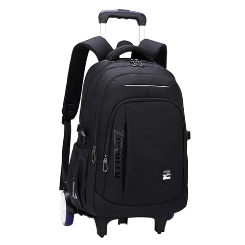 Ronyme Rollrucksack Trolley-Koffer Tragbarer multifunktionaler Abnehmbarer Trolley-Computertasche Laptop-Rucksack mit Rollen für Camping, Schwarz, 2 große Räder von Ronyme