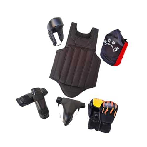 Ronyme Sparring-Schutzausrüstung, Sanda-Ausrüstungsset, Ausrüstung, praktisches Training, Boxhelm, Box-Schutzausrüstung für Trainingssport, schwarz S von Ronyme