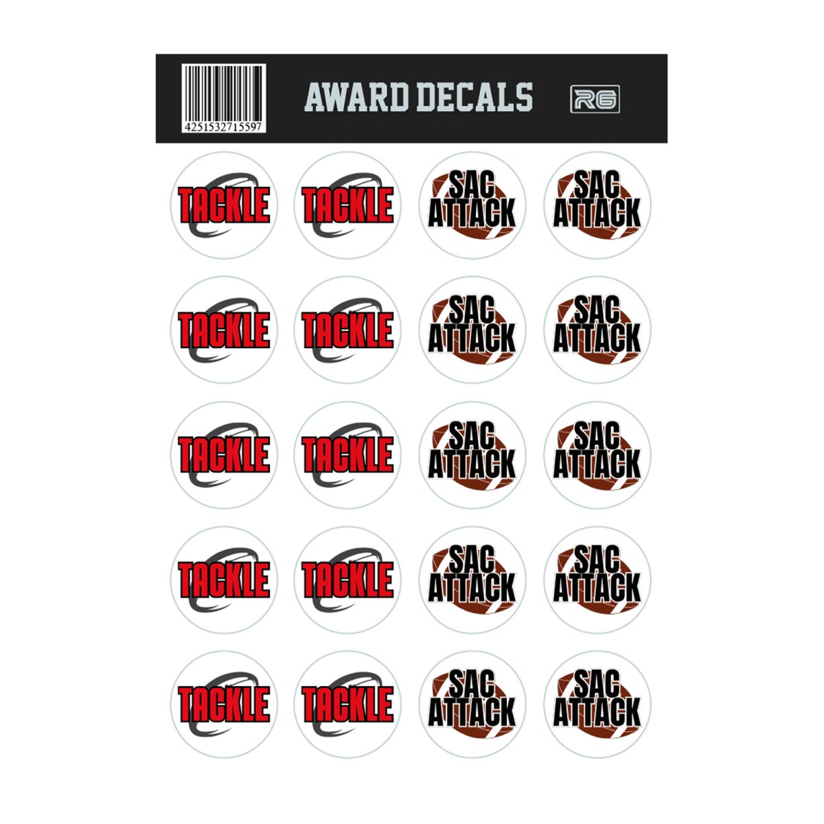 American Football Helmsticker, Football Helm Decal - tackle and sac attack American Football Helmsticker, Football Helm Decal - tackle and sac attack von Rookie GOAT