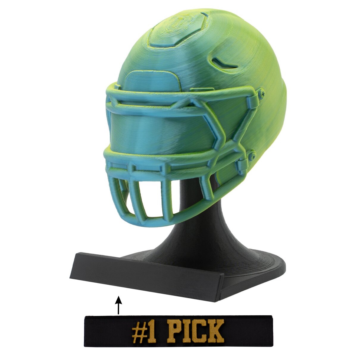 American Football MVP Helm Trophäe blau-grün Helm + Ständer No.1 Pick American Football MVP Helm Trophäe blau-grün Helm + Ständer No.1 Pick von Rookie GOAT