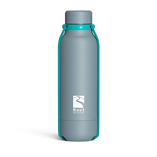 Root-FTC Edelstahl Trinkflasche/Wasserflasche mit Deckel in 10 n - 530ml - Thermo Isolierflasche für jedes Getränk, Heiß & Kalt (~24 h) - Trainingsflasche Grau von Root Feed The Change