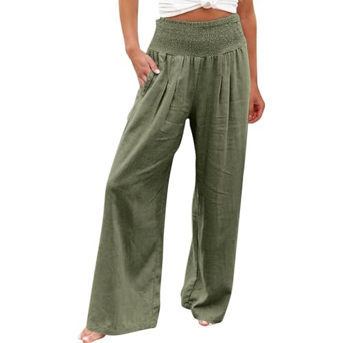 Angebote Des Tages Heute Damen Leinenhose Kurz Damen Sommerhosen Damen Leicht Und Luftig Jogginghose Jungen Hose Musselin Chino Hose Damen Sommer Leinenhose Damen 3Xl Sweatpants Damen (Armeegrün, Xxl) von Rosennie