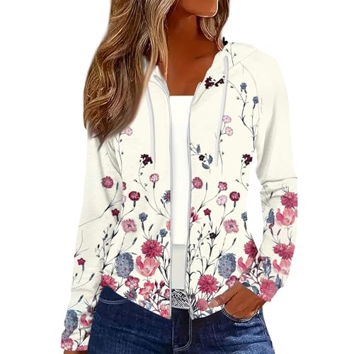 Angebote des Tages Heute Blitzangebote Sun Hoodie White Fox Hoodie Kurzarmpullover Damen Sweatjacke Damen Rot Lang Damen Hoodie Reißverschluss Teddyfleece Damen (Rosa, M) von Rosennie