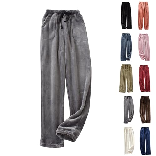 Flanell Hose Damen Tunnelzug Elastische Taille Warm Winterhose Leicht Hause Hose Bequeme Schlafanzughose mit Taschen Pyjamas Hose Fleece Hose Freizeithose von Rosennie