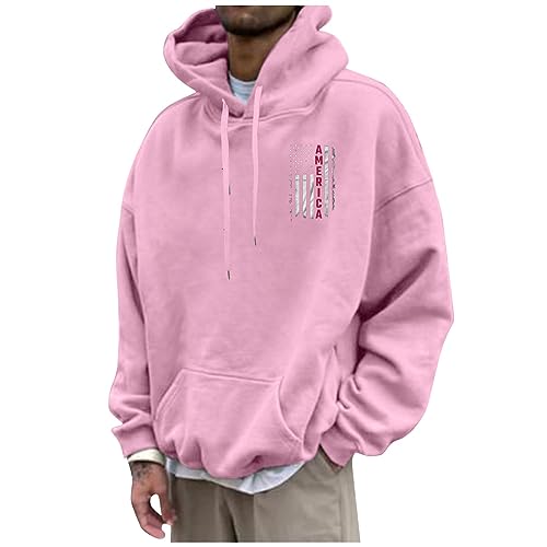 Hoodie Herren Reißverschluss Hoodie Herren Oversize Herren Pullover Winter America Druck Oversized Hoodie Langarm Leichte Übergangs Hoodie Mit Taschen Hoodie Jacke Herren Rosa 5XL von Rosennie