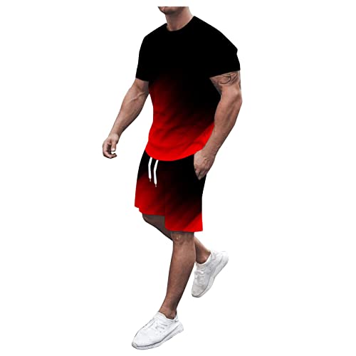 Jogginganzug Komplett Herren Langarmshirt Herren Baumwolle Herren Tshirt Sale Stehkragenhemd Herren Trainingsanzug Herren Freizeitanzug Sport Set Kurzarm Sommer Jogginganzug 2-Teiliges Hemden Herren von Rosennie