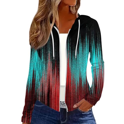 Outlet Angebote Damen Sweatjacke Oversized Hoodie Hoodie Teenager Mädchen Rote Sweatjacke Damen Mit Kapuze Winterpullover Damen (Mehrfarbig, 3XL) von Rosennie