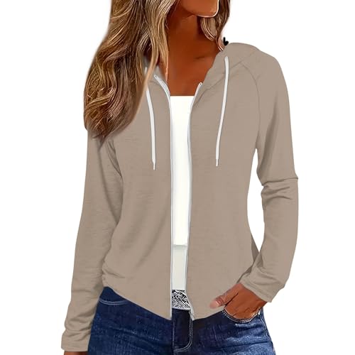 Retourenkauf-70-99-Günstiger Kapuzenpullover Damen White Fox Hoodie Sweatshirt Damen Ohne Kapuze Sweatjacke Damen Rot Lang Damen Hoodie Reißverschluss Hoody Damen Mit Kapuze (Khaki, XXL) von Rosennie