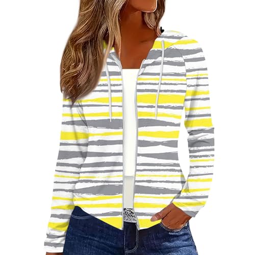 Retourenkauf Angebote Oversize Pullover Damen Hoody Damen Hoodie Oversize Hoodie Damen Jacke Damen Sweetshirt Jacke Hoodie Decke Lang (Gelb, L von Rosennie