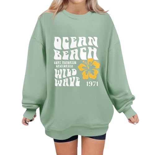 Rosennie Angebote des Tages Heute Blitzangebote Kaschmir Pullover Damen Pulli Damen Oversize Mädchen Pullover 164 Sweatshirt Gelb Teddy Hoodie Damen Weihnachtspulli Damen (Minzgrün, L) von Rosennie