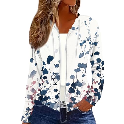 Rosennie Angebote des Tages Heute Blitzangebote Sweatjacke Fleecepullover Damen Sweatshirt Damen Ohne Kapuze Zipper Hoodie Damen Braune Sweatshirt Jacke Sweatjacke Damen Ohne Kapuze (Dunkelblau, M) von Rosennie