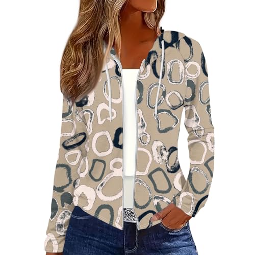 Rosennie Blitzangebote des Tages Hoodie Damen Oversize Pullover Teenager Mädchen Schietwetter Hoodie Damen Sweatshirt Jacke Braun Damen Pullover Mit Zipper Damen Hoodie Schwarz Damen (Khaki, XXL) von Rosennie