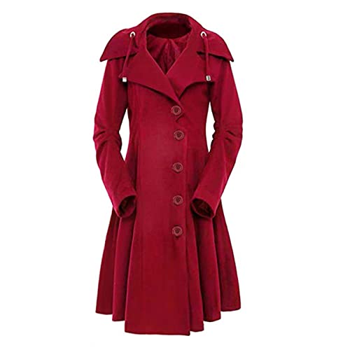 Rosennie Damen Mantel Trenchcoat Lang Wollmantel Umlegekragen Langarm Frauen Mittellanger Mantel Herbst Winter Elegant Einfarbig Frauenmantel Oversize Elegant Damen Übergangsjacke Wintermantel von Rosennie