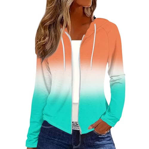 Rosennie Meine Bestellungen Anzeigen Sweatshirt Hoodie Jacke Damen Strickpullover Damen Schwarzer Hoodie Damen Reißverschluss Zipper Hoodie Y2K (Orange, L) von Rosennie