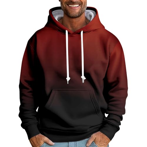 Rosennie Meine Bestellungen Anzeigen Zip Hoodie Y2K Kapuzenpullover Herren Winterpullover Herren Kapuzenpullover Herren Schwarz 3XL Pullover Herren Bunt Pullover Basic Hoodies Herren (Vermilion, 3XL) von Rosennie