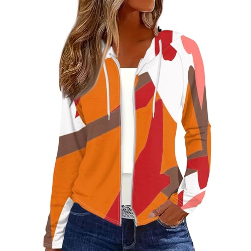 Rosennie Outlet Angebote Sweatshirt Hoodie Decke Hoodie Teenager Mädchen Sweatjacke Damen Braun Oversize Hoodie Zipper Damen Sport Langarmshirt Damen (Orange, S) von Rosennie