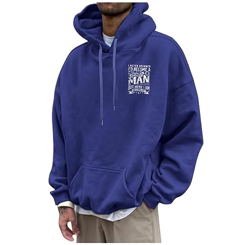 Rosennie Pullover Herren Ohne Kapuze Zip Hoodie Herren Y2K Business Pullover Herren Slogan Druck Oversized Hoodie Langarm Leichte Übergangs Hoodie Mit Taschen Gym Shirt Herren Oversize Blau 6XL von Rosennie