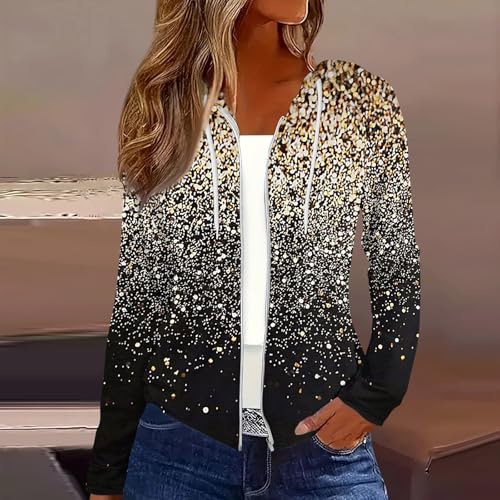 Rosennie Sale Angebote Sweatjacke Damen Ohne Kapuze Sweatshirt Damen Oversized Sweatjacke Ohne Kapuze Damen Baumwolljacke Damen Sweatjacke Damen Sweartshirtjackedamen Kuschelpullover Damen (Gold, M) von Rosennie