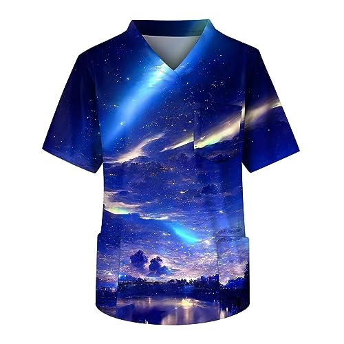 T Shirt Herren Schwarz Feinripp Unterhemd Herren Gelb Schwarz Gestreiftes Tshirt V-Ausschnitt Musterdruck Bunte Kasacks Pflege Kurzarm Schlupfhemd Mit Taschen Locker Kasackhemd Tshirt Männer Blue, 5Xl von Rosennie