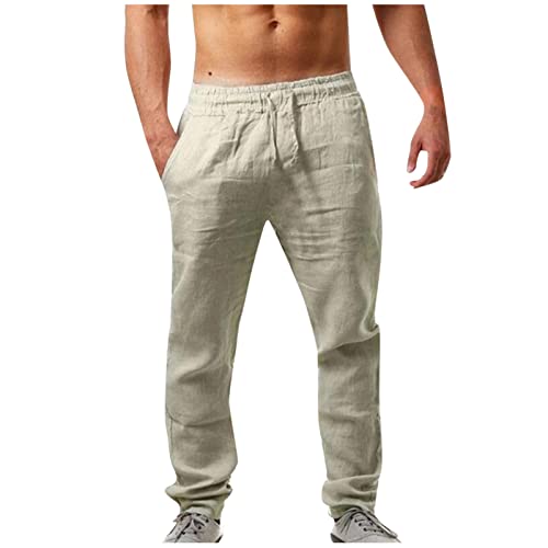 Warehouse Deals Angebote Kurze Arbeitshosen Herren Hosen Für Jungen Yogahose Herren Lang Einfarbiges Leicht Sommerhose Loose Fit Baumwoll Leinen Standhosen Männer Freizeithose Herren Hose von Rosennie