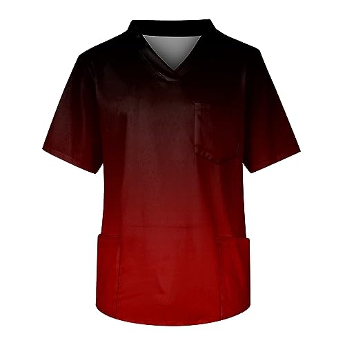 Weiße Tshirts Herren Laufshirt Herren Langarm Bodybuilding Shirt V-Ausschnitt Musterdruck Pflege Große Größen Kurzarm Schlupfhemd Mit Taschen Locker Freizeithemden Bodybuilding Shirt (Wein, 4Xl) von Rosennie