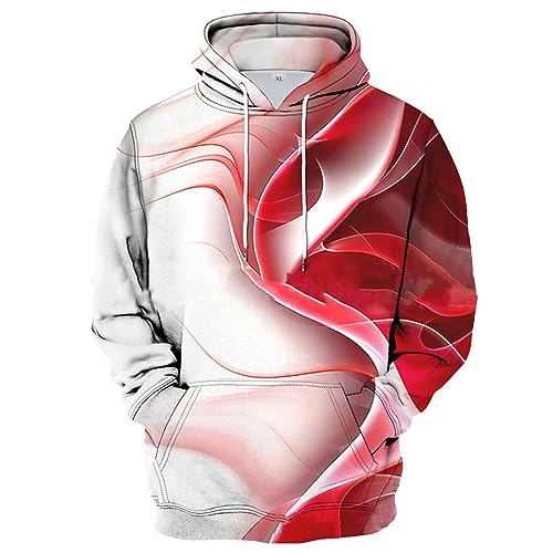 Zipper Hoodie Vintage Oversize Pullover Herren Strickpullover Herren Oversize 3D Druck Kordelzug Kapuzenpullover Mit Taschen Loose Fit Kuschel Hoodie Baggy Sweatshirt Mit Kapuze Anime Hoodie (Rot 4Xl) von Rosennie