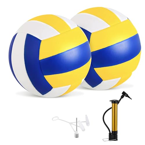 RoserRose 2 Stück Beachvolleyball, Wasserfest Soft PU Volleyball Ball, Volleyball Offizielle Größe 5, Sports Volleyball für Indoor Outdoor Beach mit Pumpe und Luftnadel von RoserRose