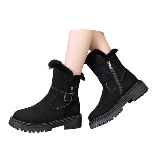 Grace Schneestiefel Orthofrei - Schneestiefel mit Futter Warme und Gemütliche Snow Winterboots Damenstiefel Winterstiefel Aus Echter Wolle für Ultimativen Komfort und Wärme Wasserdicht Winterschuhe von Rouingdd