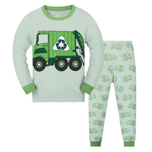 Rouingdd Schlafanzug Kinder Unisex 2 Teiler T-Rex Pyjama Set Zweiteiler mit Pyjamahose und Shirts Langarm Bagger Locker Nachtwäsche Loungewear Stretch Bequem Festlich Sleepwear Bekleidungssets von Rouingdd