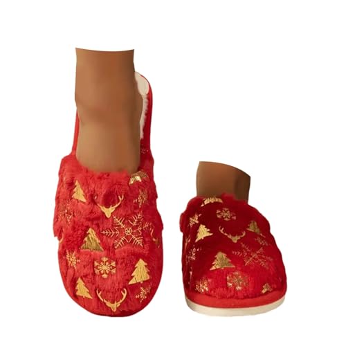 Rouingdd Weihnachts Hausschuhe Damen Memory Foam Unisex Rutschfest Weihnachtshausschuhe Weihnachtsschuhe Plüsch Flauschige Rentier Hausschuhe Pantoffeln Weihnachts Christmas Slippers Hauspantoffeln von Rouingdd