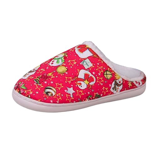 Rouingdd Weihnachtsschuhe Damen Weihnachts Winter Christmas Hausschuhe Weihnachtsschuhe Plüsch Memory Foam Weihnachtsmann Weihnachtshausschuhe Hauspantoffeln Unisex Warm Pantoffeln Slippers von Rouingdd