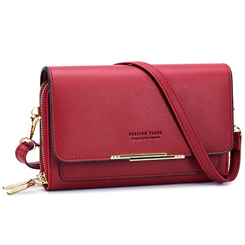 Roulens Klein Handy Umhängetasche,Damen Kleine Umhängetasche,PU Leder Crossbody Schultertasche Reisepass Handytasche mit Kartenschlitz Verstellbar Abnehmbar Schultergurt von Roulens