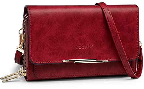 Roulens Klein Handy Umhängetasche,Damen Kleine Umhängetasche,PU Leder Crossbody Schultertasche Reisepass Handytasche mit Kartenschlitz Verstellbar Abnehmbar Schultergurt von Roulens