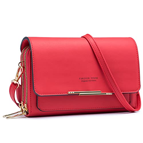 Roulens Klein Handy Umhängetasche,Damen Kleine Umhängetasche,PU Leder Crossbody Schultertasche Reisepass Handytasche mit Kartenschlitz Verstellbar Abnehmbar Schultergurt von Roulens