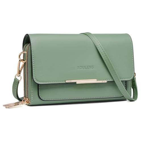 Roulens Klein Handy Umhängetasche,Damen Kleine Umhängetasche,PU Leder Crossbody Schultertasche Reisepass Handytasche mit Kartenschlitz Verstellbar Abnehmbar Schultergurt von Roulens