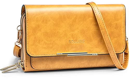 Roulens Klein Handy Umhängetasche,Damen Kleine Umhängetasche,PU Leder Crossbody Schultertasche Reisepass Handytasche mit Kartenschlitz Verstellbar Abnehmbar Schultergurt von Roulens