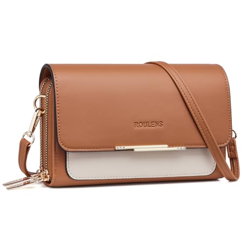 Roulens Klein Handy Umhängetasche,Damen Kleine Umhängetasche,PU Leder Crossbody Schultertasche Reisepass Handytasche mit Kartenschlitz Verstellbar Abnehmbar Schultergurt von Roulens