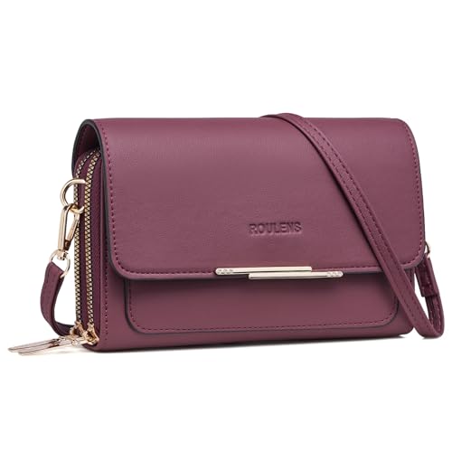 Roulens Klein Handy Umhängetasche,Damen Kleine Umhängetasche,PU Leder Crossbody Schultertasche Reisepass Handytasche mit Kartenschlitz Verstellbar Abnehmbar Schultergurt von Roulens