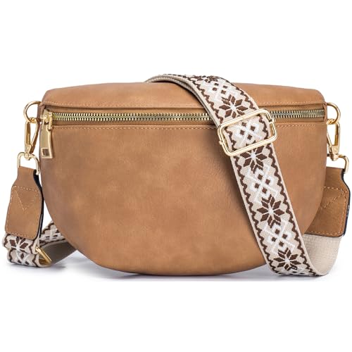 Roulens Kleine Damen Umhängetaschen,Elegant Bauchtasche Damen,Umhängetasche aus Veganes PU Leder,Crossbody Bag Damen,RFID Blockierung Kartenschlitz Brusttasche mit Verstellbar Abnehmbar Breiter Gurt von Roulens