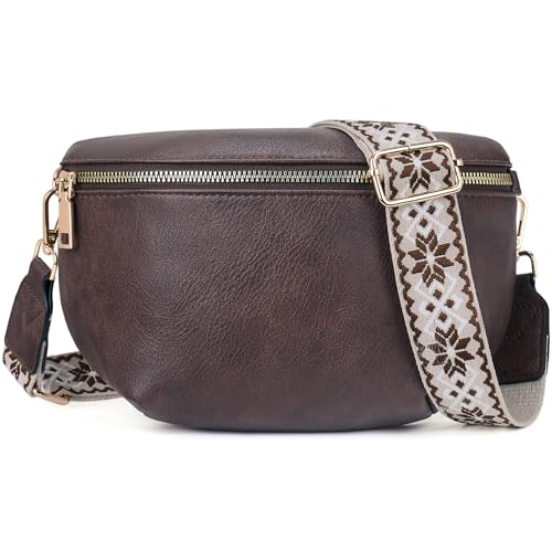 Roulens Kleine Damen Umhängetaschen,Elegant Bauchtasche Damen,Umhängetasche aus Veganes PU Leder,Crossbody Bag Damen,RFID Blockierung Kartenschlitz Brusttasche mit Verstellbar Abnehmbar Breiter Gurt von Roulens