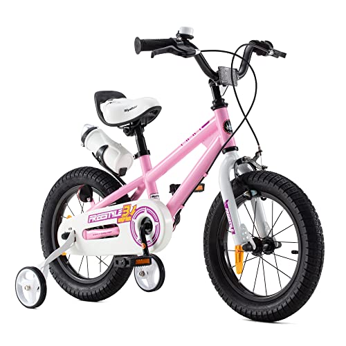 RoyalBaby Freestyle Kinderfahrrad Jungen Mädchen mit Stützräder Fahrrad 12 Zoll Rosa von RoyalBaby