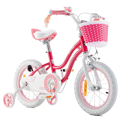 RoyalBaby Stargirl Kinderfahrrad Mädchen Fahrrad mit Stützräder Fahrrad 12 Zoll Rosa von RoyalBaby