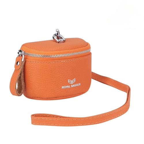 Royal Bagger Cute Mini Coin Purse für Frauen - RFID-Blockierung, echtes Leder Change Pouch Mode einfache Aufbewahrungstasche 2900 (Orange) von Royal Bagger